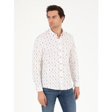 Cacharel Erkek Beyaz Regular Fit Uzun Kollu Gömlek 50265487-VR013