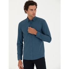 Cacharel Erkek Petrol Slim Fit Uzun Kollu Gömlek 50279988-VR102