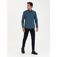 Cacharel Erkek Petrol Slim Fit Uzun Kollu Gömlek 50279988-VR102