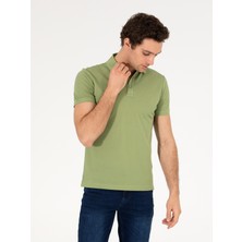 Cacharel Erkek Açık Yeşil Polo Yaka Slim Fit Basic Merserize T-shirt 50265364-VR092