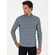 Cacharel Erkek Petrol Slim Fit Uzun Kollu Gömlek 50272910-VR102