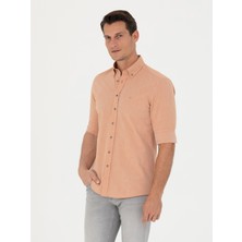 Cacharel Erkek Turuncu Slim Fit Uzun Kollu Gömlek 50265476-VR051