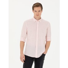Cacharel Erkek Somon Slim Fit %100 Pamuk Çizgili Gömlek 50253923-VR047