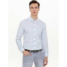 Cacharel Erkek Yeşil Slim Fit Uzun Kollu Gömlek 50247572-VR054