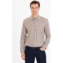 Cacharel Erkek Bej Slim Fit Uzun Kollu Gömlek 50227332-VR011