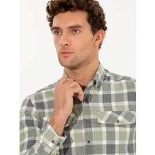 Cacharel Erkek Yeşil Slim Fit Uzun Kollu Gömlek 50256908-VR016