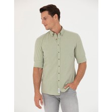 Cacharel Erkek Haki Slim Fit Uzun Kollu Gömlek 50265476-VR027