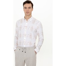 Cacharel Erkek Bej Slim Fit Uzun Kollu Gömlek 50247574-VR011