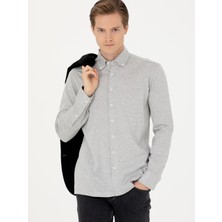 Cacharel Erkek Gri Slim Fit Uzun Kollu Gömlek 50255655-VR024