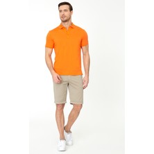 Cacharel Erkek Turuncu Polo Yaka Slim Fit Basic Merserize T-shirt 50250172-VR051