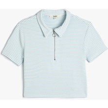 Koton Polo Yaka Tişört Kısa Kollu Yarım Fermuarlı