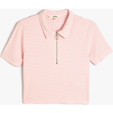 Koton Polo Yaka Tişört Kısa Kollu Yarım Fermuarlı