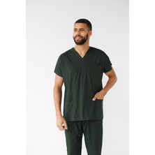 Dr. Mitra Erkek Likralı Yarasa Kol Hemşire Doktor Takım Avcı Yeşili