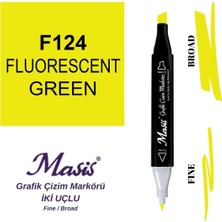 Masis Twin Çift Uçlu Marker Kalemi 124 Fluorescent Green