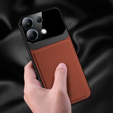 Zebana Xiaomi Poco M6 Pro Uyumlu Kılıf Zebana Lens Deri Kılıf Kahverengi