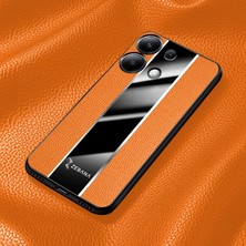 Zebana Xiaomi Poco M6 Pro Uyumlu Kılıf Zebana Premium Deri Kılıf Turuncu