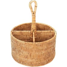 Bohemian Toprak Design Rattan Yuvarlak Kaşıklık Sunum Organizer