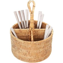 Bohemian Toprak Design Rattan Yuvarlak Kaşıklık Sunum Organizer