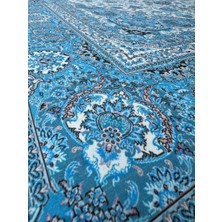 Carpettex Bambu Halı Ipeksi Yumuşak Su ve Leke Tutmaz Klasik Desenli Mavi Halı