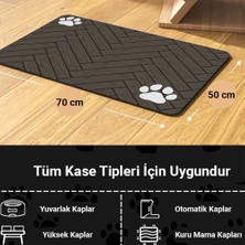 Matgo Pati Parke Desenli Kahverengi Beslenme Matı Kaymaz Sıvı Geçirmez Kedi Köpek Mama Paspası 50X70CM