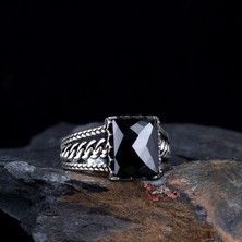 Tesbih Sepetim Zirkon Taşlı Örgü Model 925 Ayar Gümüş Erkek Yüzük