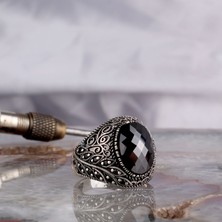 Tesbih Sepetim Zirkon Taşlı Oval Model 925 Ayar Gümüş Erkek Yüzük