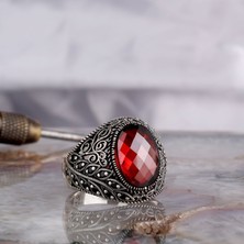 Tesbih Sepetim Zirkon Taşlı Oval Model 925 Ayar Gümüş Erkek Yüzük