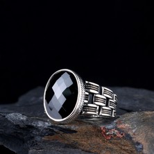 Tesbih Sepetim Zirkon Taşlı Oval Model 925 Ayar Gümüş Erkek Yüzük