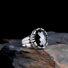 Tesbih Sepetim Zirkon Taşlı Oval Model 925 Ayar Gümüş Erkek Yüzük