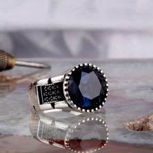 Tesbih Sepetim Zirkon Taşlı Oval Model 925 Ayar Gümüş Erkek Yüzük