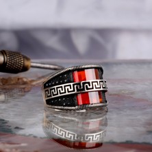 Tesbih Sepetim Kırmızı Zirkon Taşlı Model 925 Ayar Gümüş Erkek Yüzük