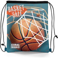 Coral High Kids Nefti Turuncu Basketbol Desenli Ipli Büzgülü Sırt Çantası 12653