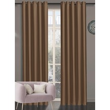 Goccia Çift Taraflı Halkalı Blackout Karartma Tek Kanat Fon Perde Krem Karamel