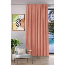 Goccia Fon Perde Özel Ölçüye Uygun Keten Görünümlü Pilesiz Salon Otel Oturma Çocuk Odası Tek Kanat Somon