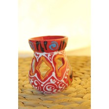 Rahan Buhardanlık Seramik El Işi Çini Motifli Buhurdanlık Mini Oranj Mavi