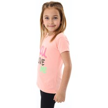 Angelos Girls Kız Çocuk Yazı Baskılı T-Shirt 3-13 Yaş ZU108-1