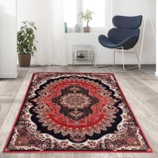Carpettex Bambu Halı Ipeksi Yumuşak Su ve Leke Tutmaz Klasik Desenli Kahve Kırmızı Renklerde Halı