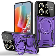 M.tk moveteck Xiaomi Redmi Note 13 Pro 5g Kılıf Magsafe Dönebilen Halkalı Standlı Tam Kamera Lens Korumalı Gold Detaylı Military