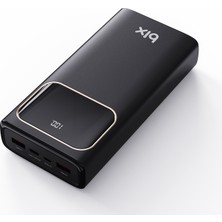 Bix PB303 30000MAH 60W 2*usb ve Type-C Pd Çıkışlı Hızlı Şarj Destekli LED Göstergeli Powerbank Siyah