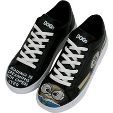 Kadın Vegan Deri Siyah Sneakers - The Wise Owl Tasarım