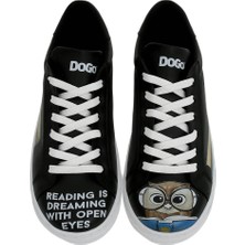 Kadın Vegan Deri Siyah Sneakers - The Wise Owl Tasarım