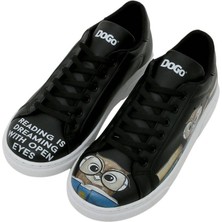 Kadın Vegan Deri Siyah Sneakers - The Wise Owl Tasarım