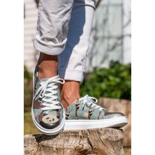 Kadın Vegan Deri Mavi Günlük Sneakers - Panda Hug Tasarım