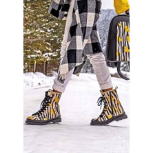 Kadın Vegan Deri Siyah Fermuarlı Uzun Bot - Ducky Tasarım