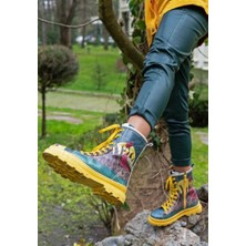 Kadın Vegan Deri Çok Renkli Fermuarlı Uzun Bot - Gracefulness Tasarım