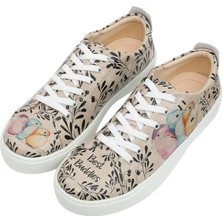 Kadın Vegan Deri Bej Sneakers - Best Buddies Tasarım