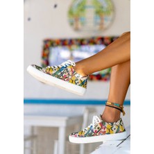 Kadın Vegan Deri Çok Renkli Sneakers - Beauty in Chaos Tasarım