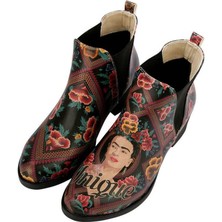 Kadın Vegan Deri Çok Renkli Bilekte Bot - Beauty In The Broken Frida Kahlo Tasarım