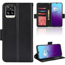 Mellow Shop Vivo V20 Yan Toka Manyetik Kart Yuvaları Için Kılıf Tutucu Cüzdan Pu Deri (Yurt Dışından)