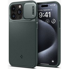 Spigen iPhone 15 Pro Kılıf Optik Armor MagFit MagSafe özellikli Abyss Green - ACS06739